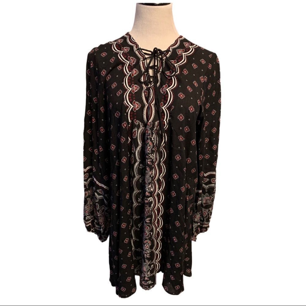 New! A Dip of Darling Black/Red Paisley Dress XXL